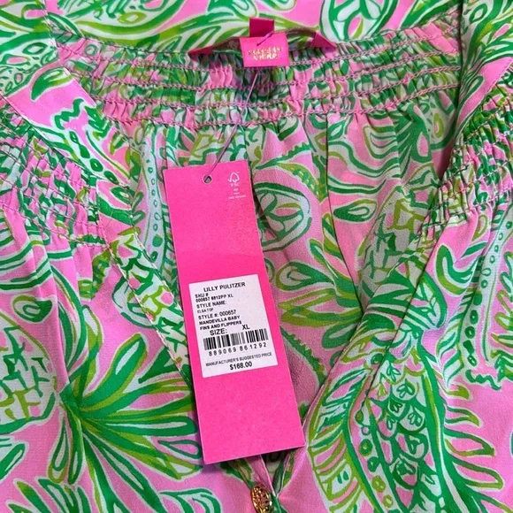 Lilly Pulitzer Elsa Silk Top Mandevilla Baby Fins And Flippers - Picture 6 of 9